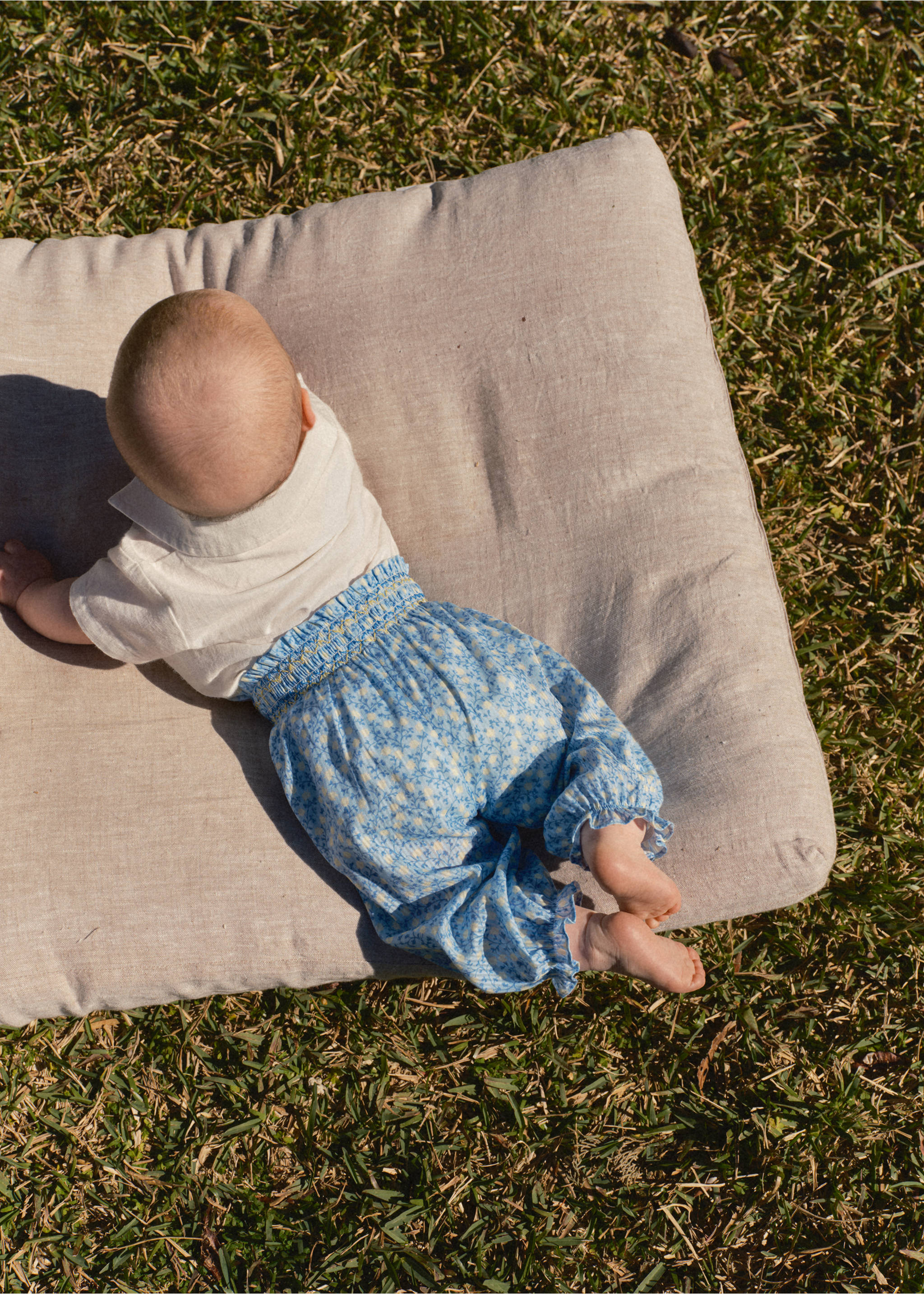 Flowers cotton trousers - Details of the article 5, Blue. Ref: 27096723-00.