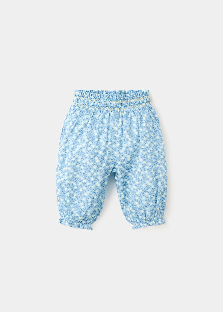 Flowers cotton trousers — Blue