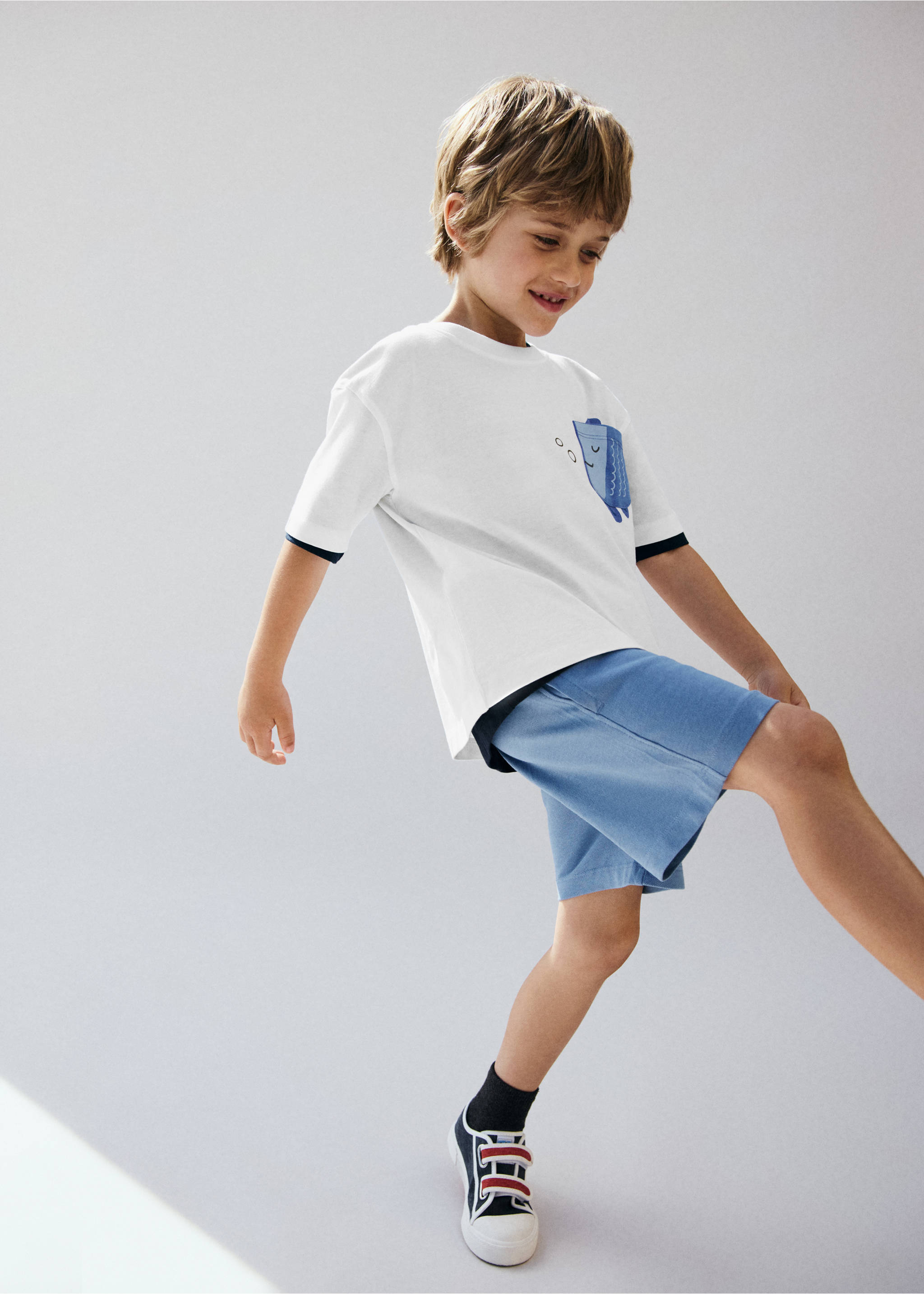 Cotton shorts with drawstring - General plane, Blue. Ref: 27096724-00.