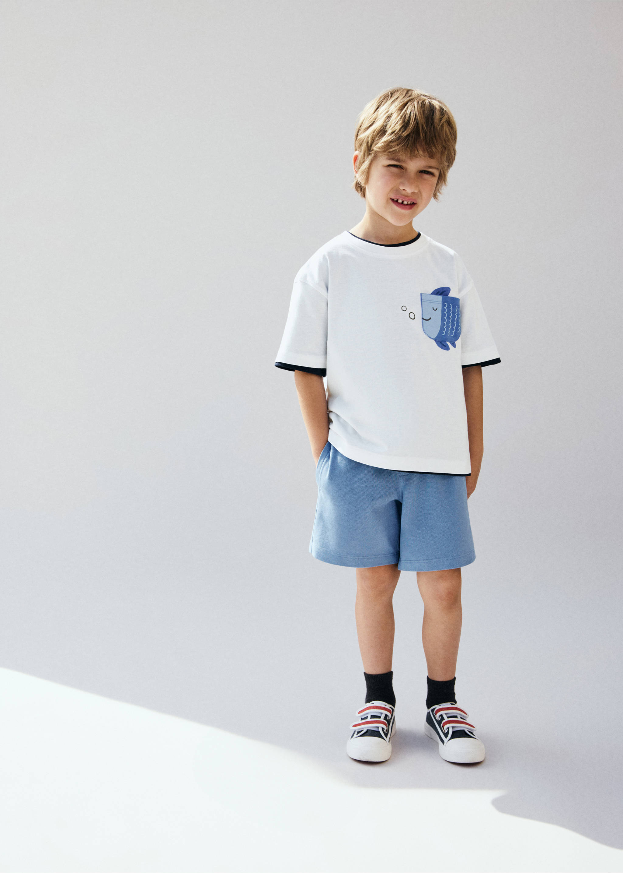 Cotton shorts with drawstring - Medium plane, Blue. Ref: 27096724-00.