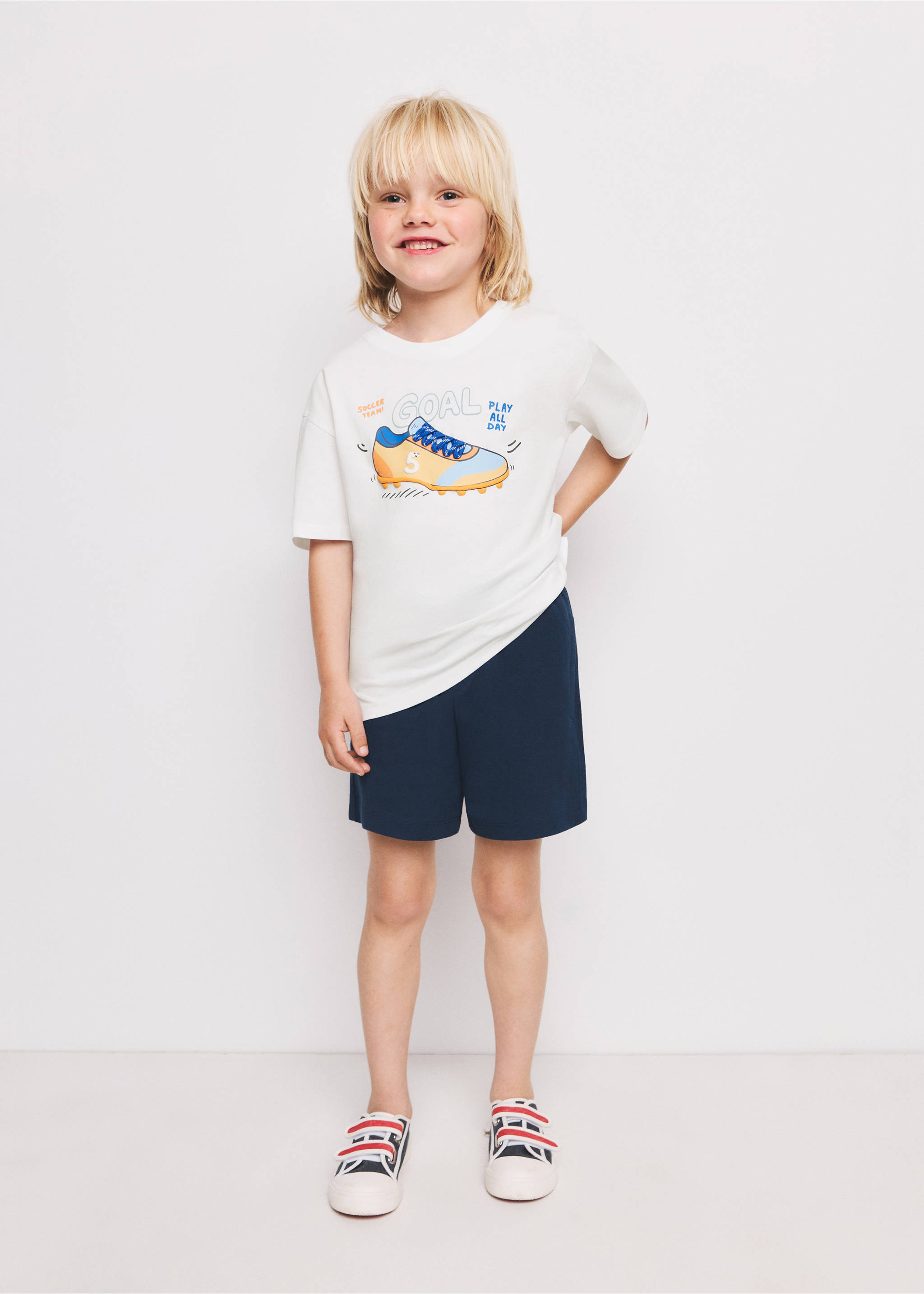 Baumwoll-Bermudashorts mit Kordelzug - Allgemeine Ansicht, Marineblau. Ref: 27096724-00.