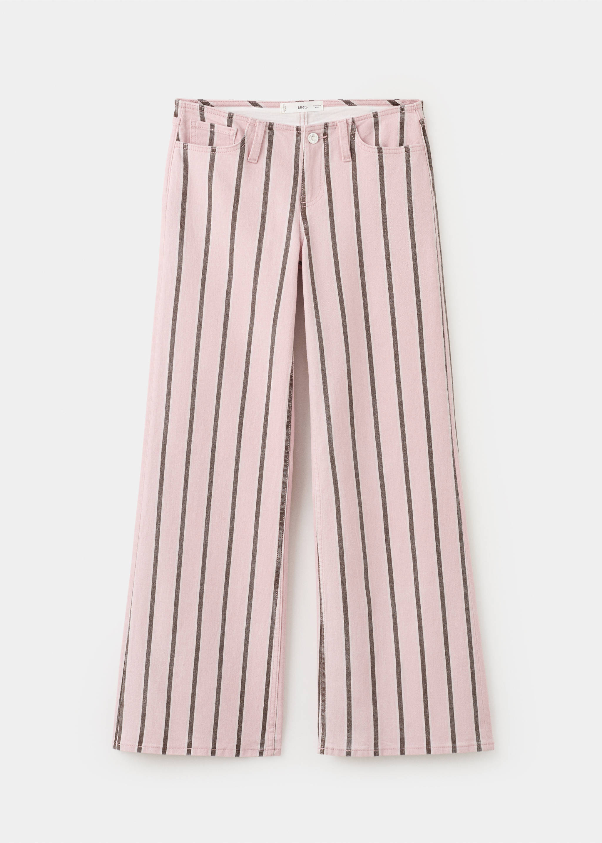 Low-rise striped print jeans - Article without model, Pastel Pink. Ref: 27096725-00.