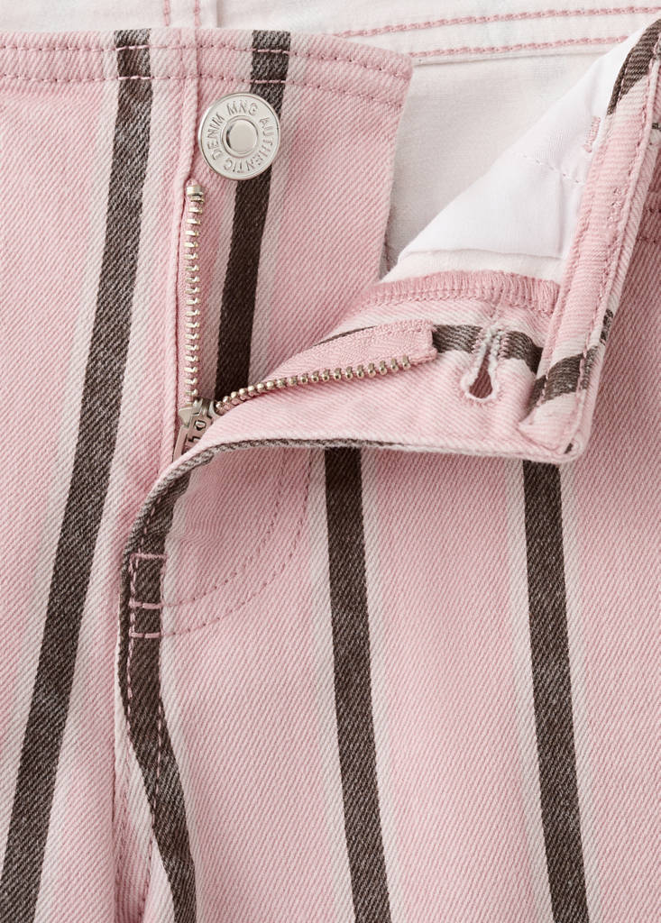 Low-rise striped print jeans — Pastel Pink