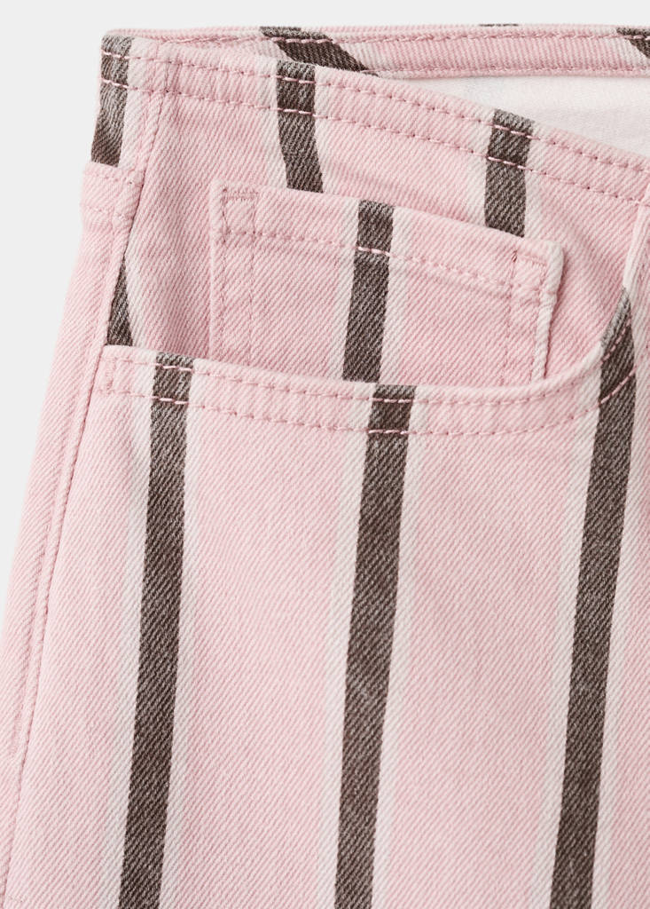 Low-rise striped print jeans — Pastel Pink
