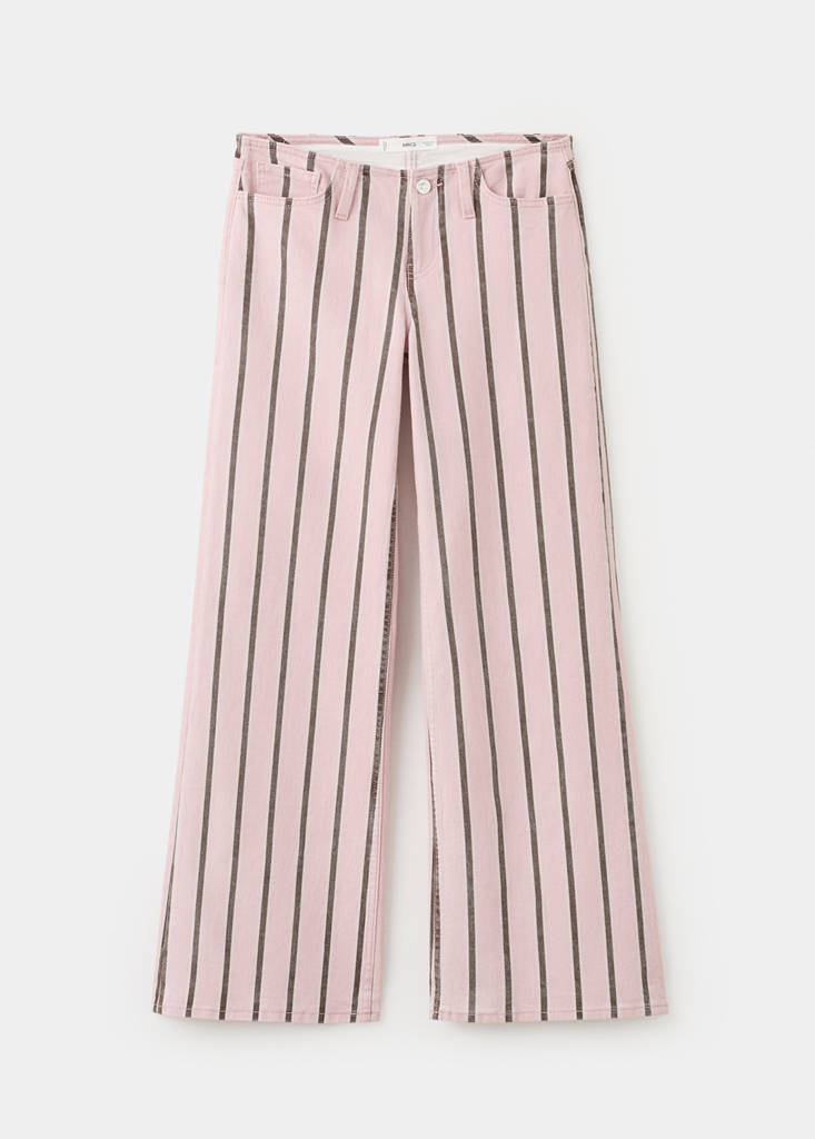 Low-rise striped print jeans — Pastel Pink