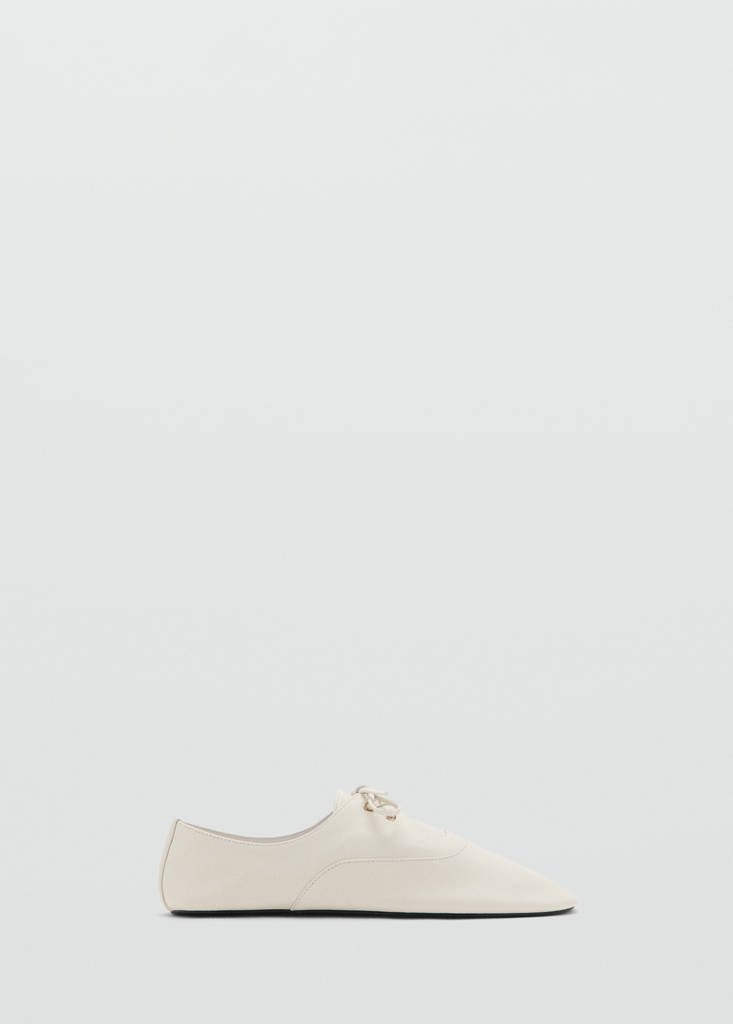 Lace-up leather shoes — Ecru