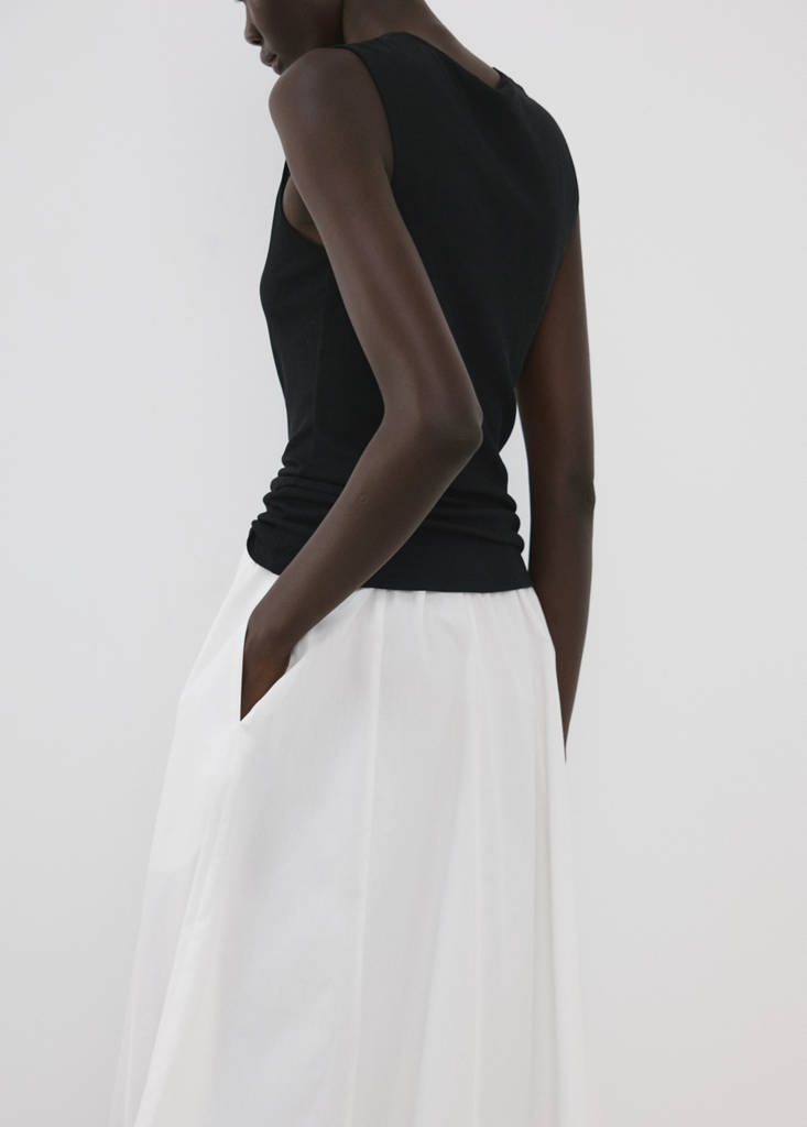 Flared cotton skirt — White
