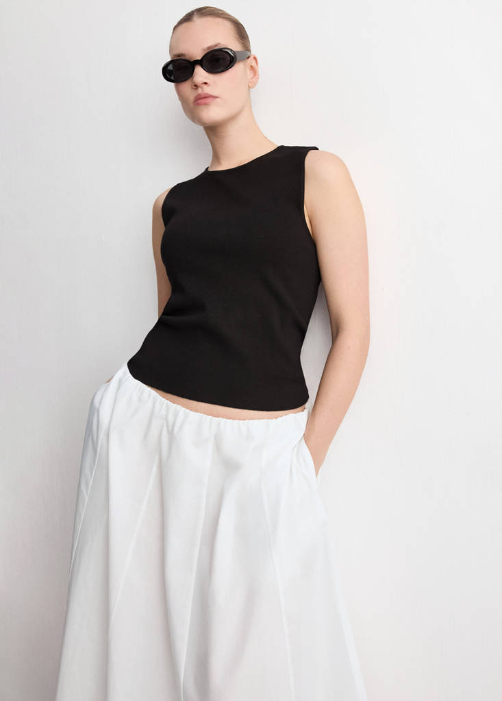 Flared cotton skirt — White