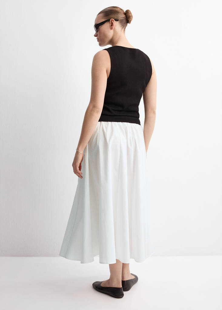 Flared cotton skirt — White
