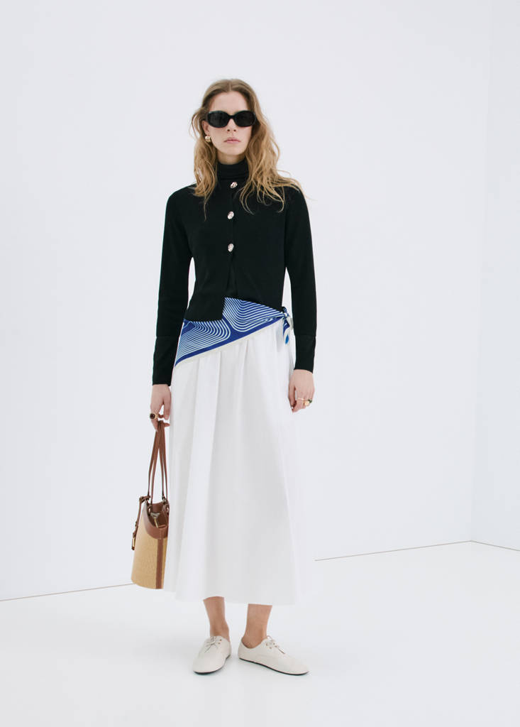 Flared cotton skirt — White