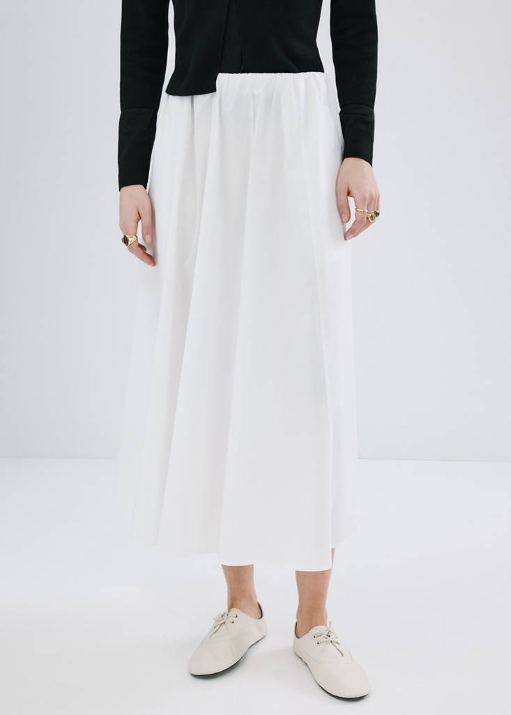 Flared cotton skirt — White