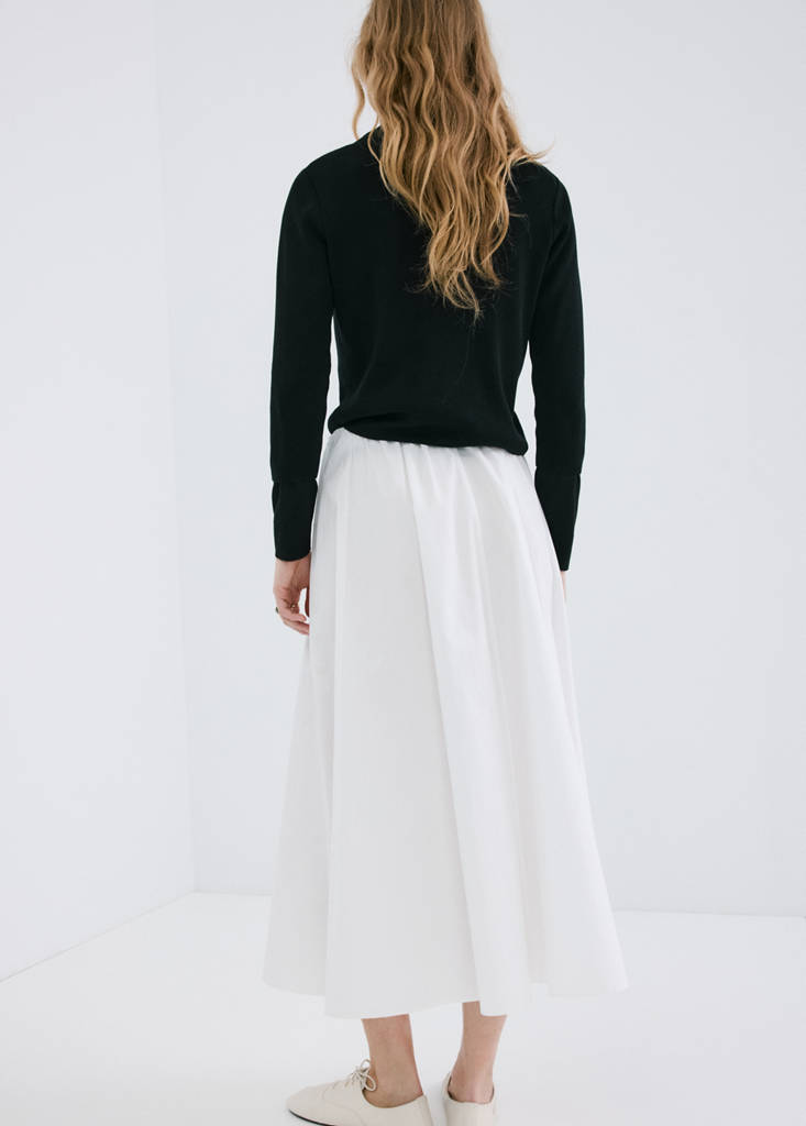 Flared cotton skirt — White