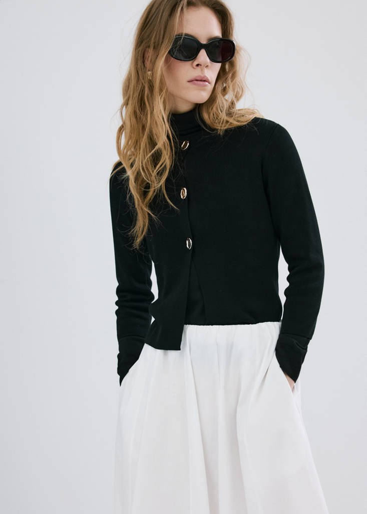 Flared cotton skirt — White