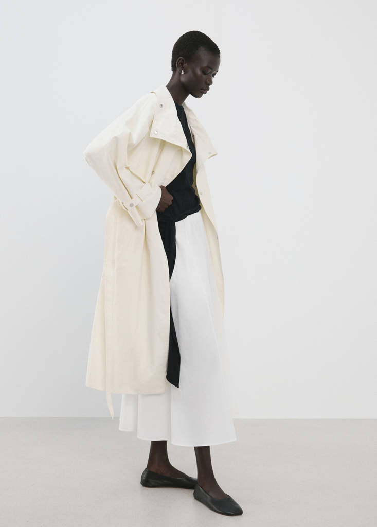 Flared cotton skirt — White