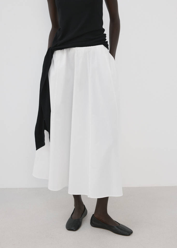 Flared cotton skirt — White
