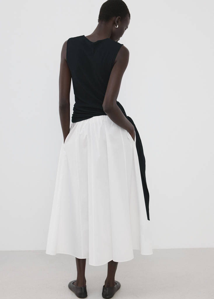 Flared cotton skirt — White