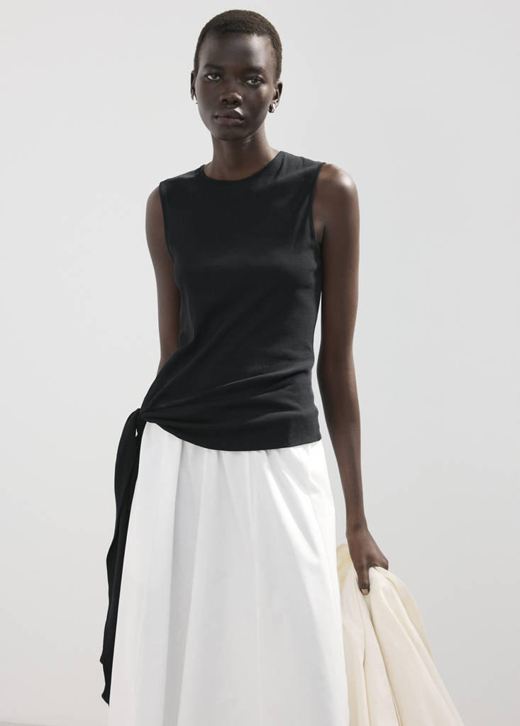 Flared cotton skirt — White