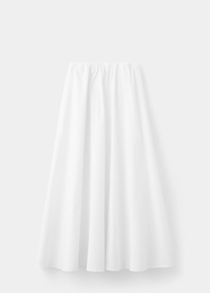 Flared cotton skirt — White