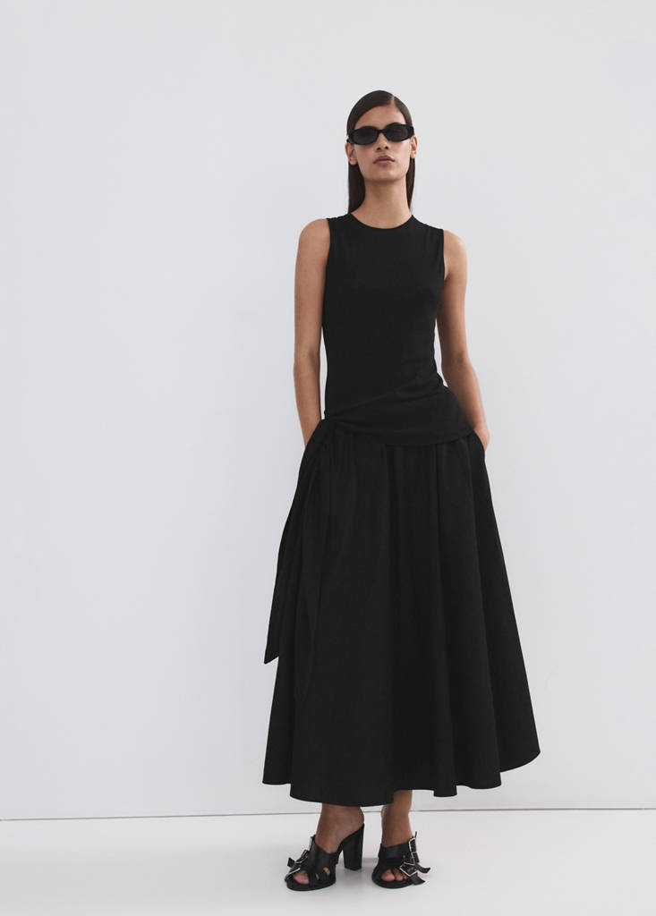 Flared cotton skirt — Black