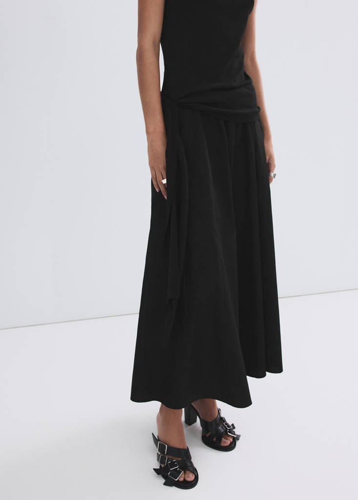 Flared cotton skirt — Black