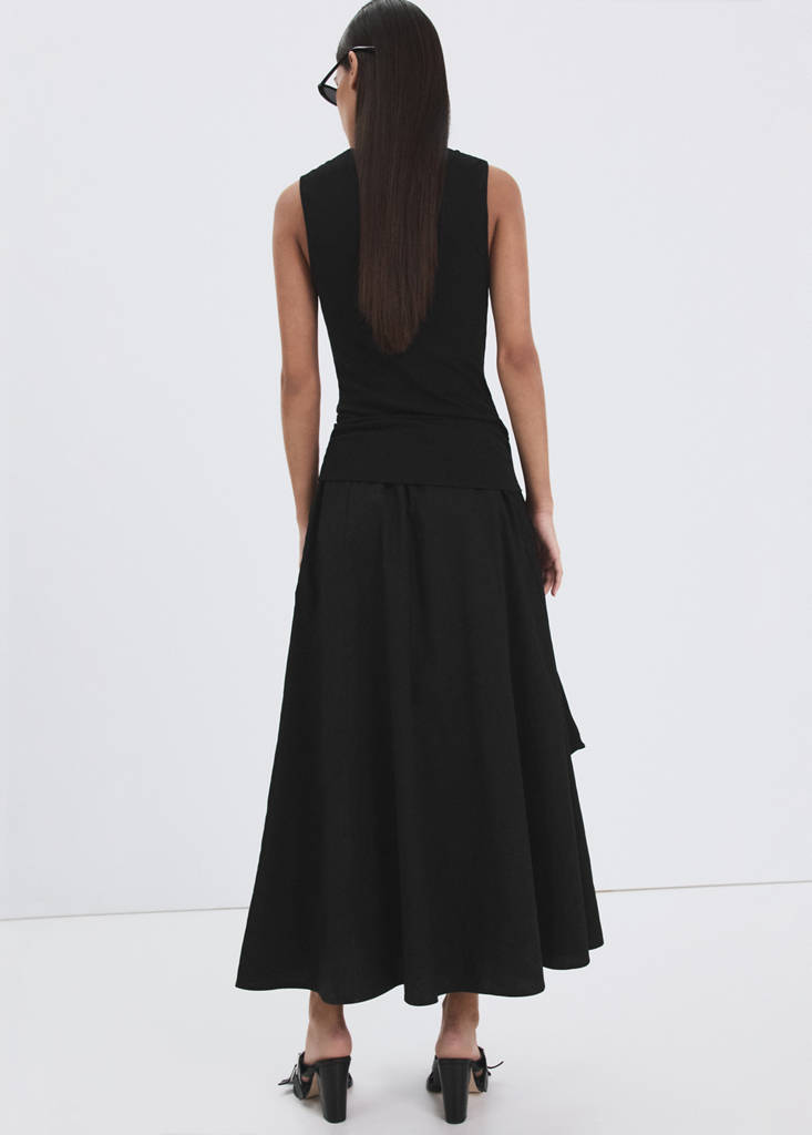 Flared cotton skirt — Black