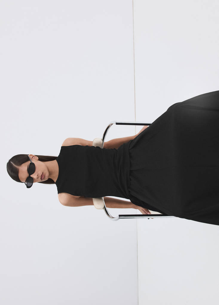 Flared cotton skirt — Black