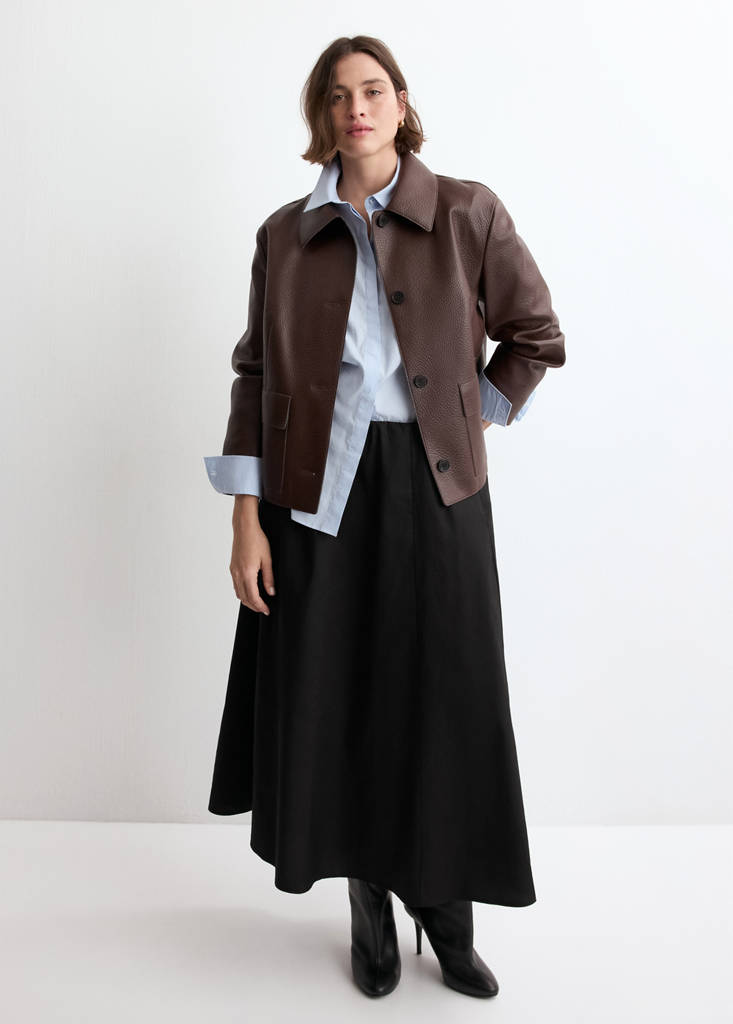 Flared cotton skirt — Black