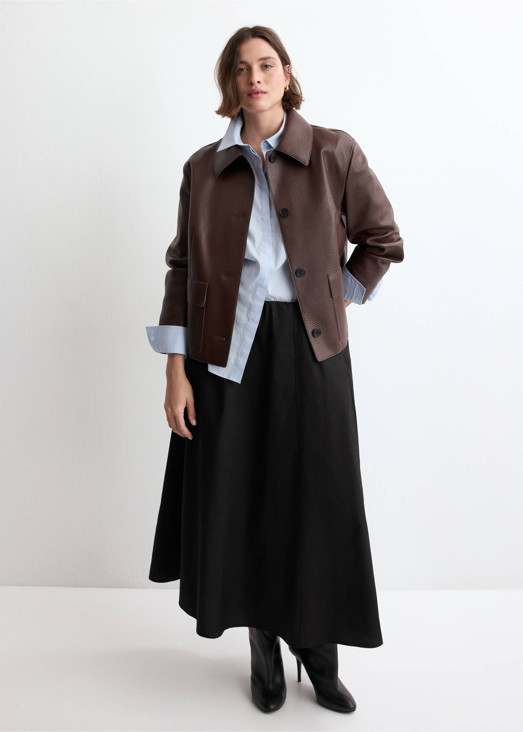 Jupe coton évasée - Détail de l'article 3, Noir. Ref: 27096727-00.