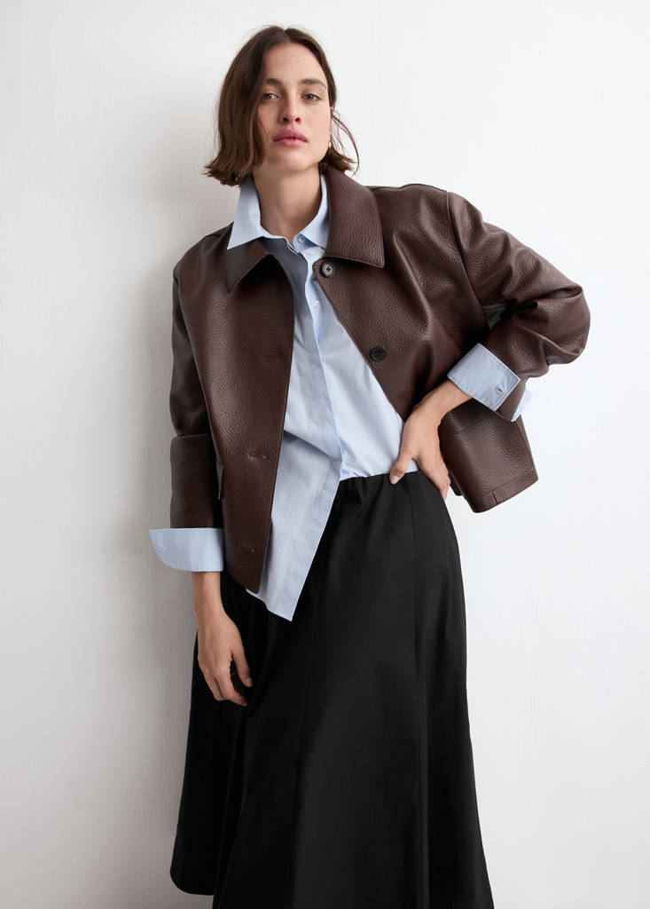 Flared cotton skirt — Black