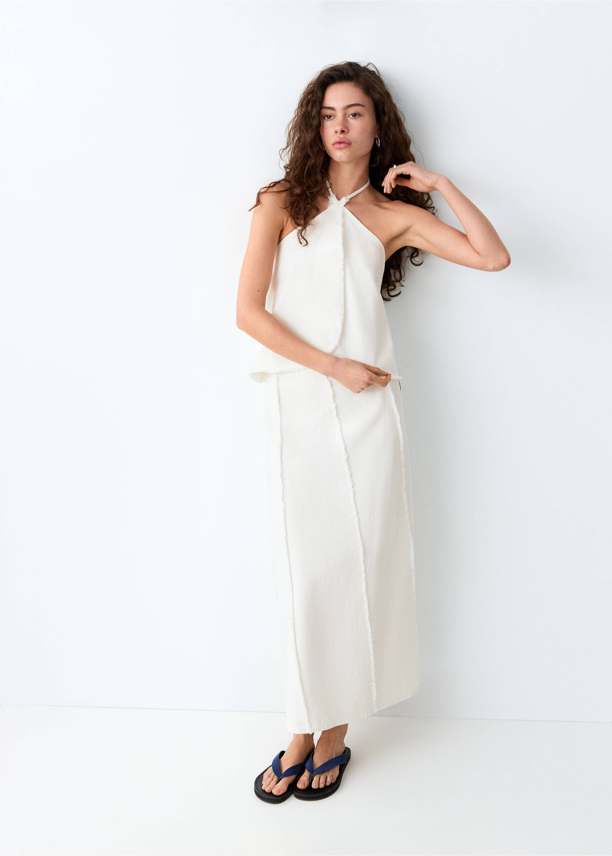 Crossed top with frayed details - General plane, Off White. Ref: 27096728-00.