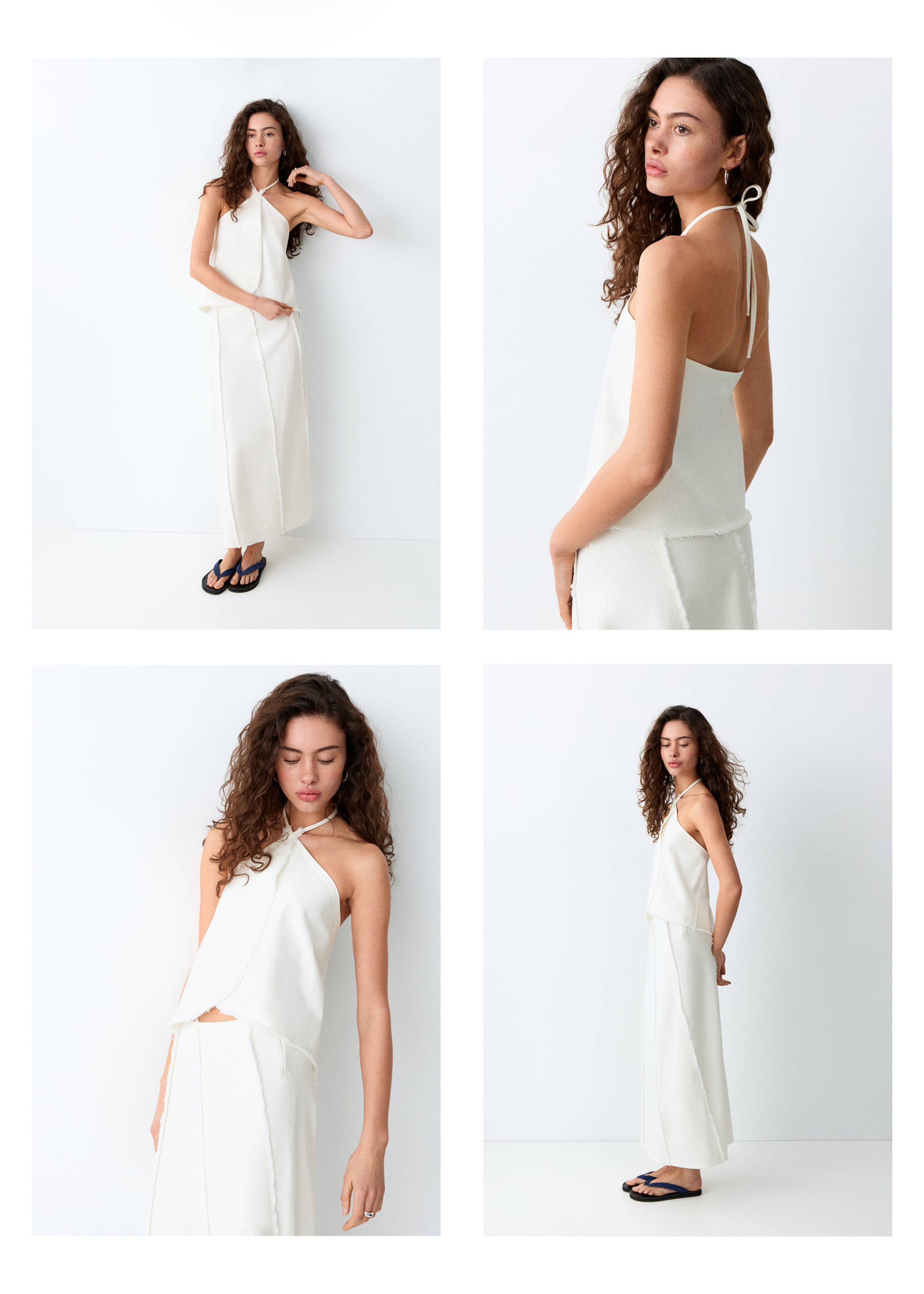 Crossed top with frayed details - Details of the article 4, Off White. Ref: 27096728-00.