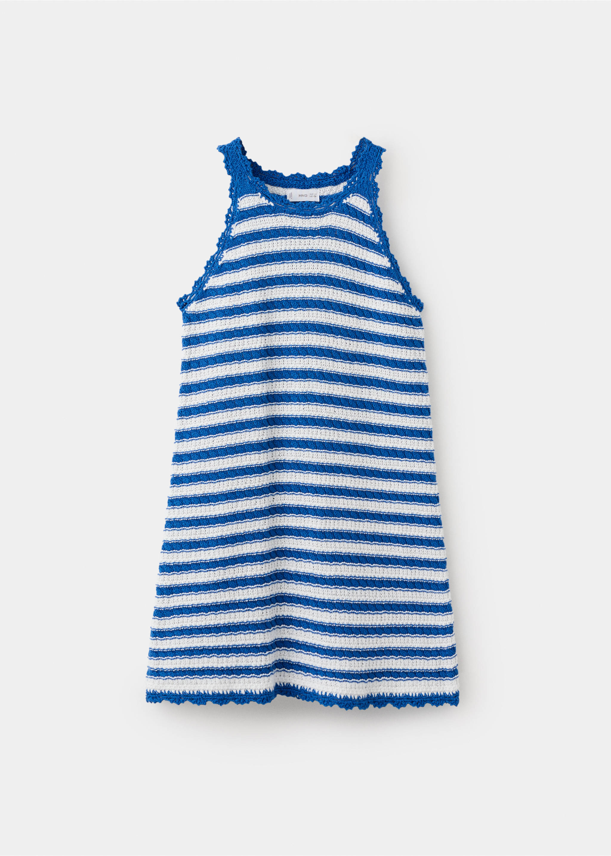 Striped openwork knitted dress - Article without model, Vibrant blue. Ref: 27096733-00.