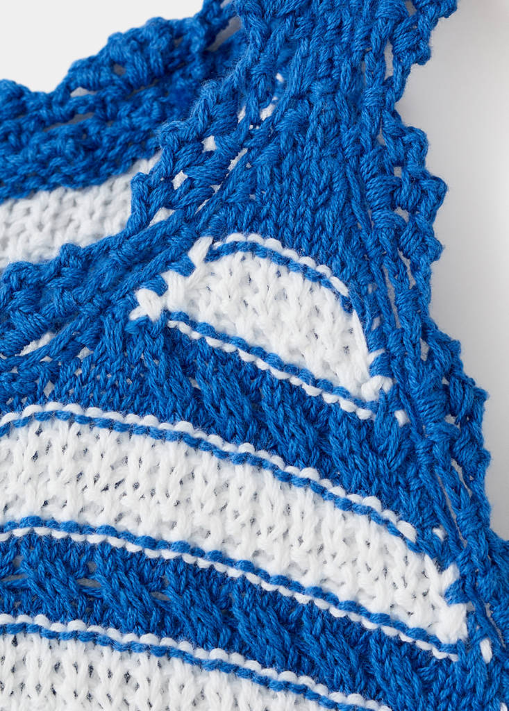 Striped openwork knitted dress — Vibrant blue