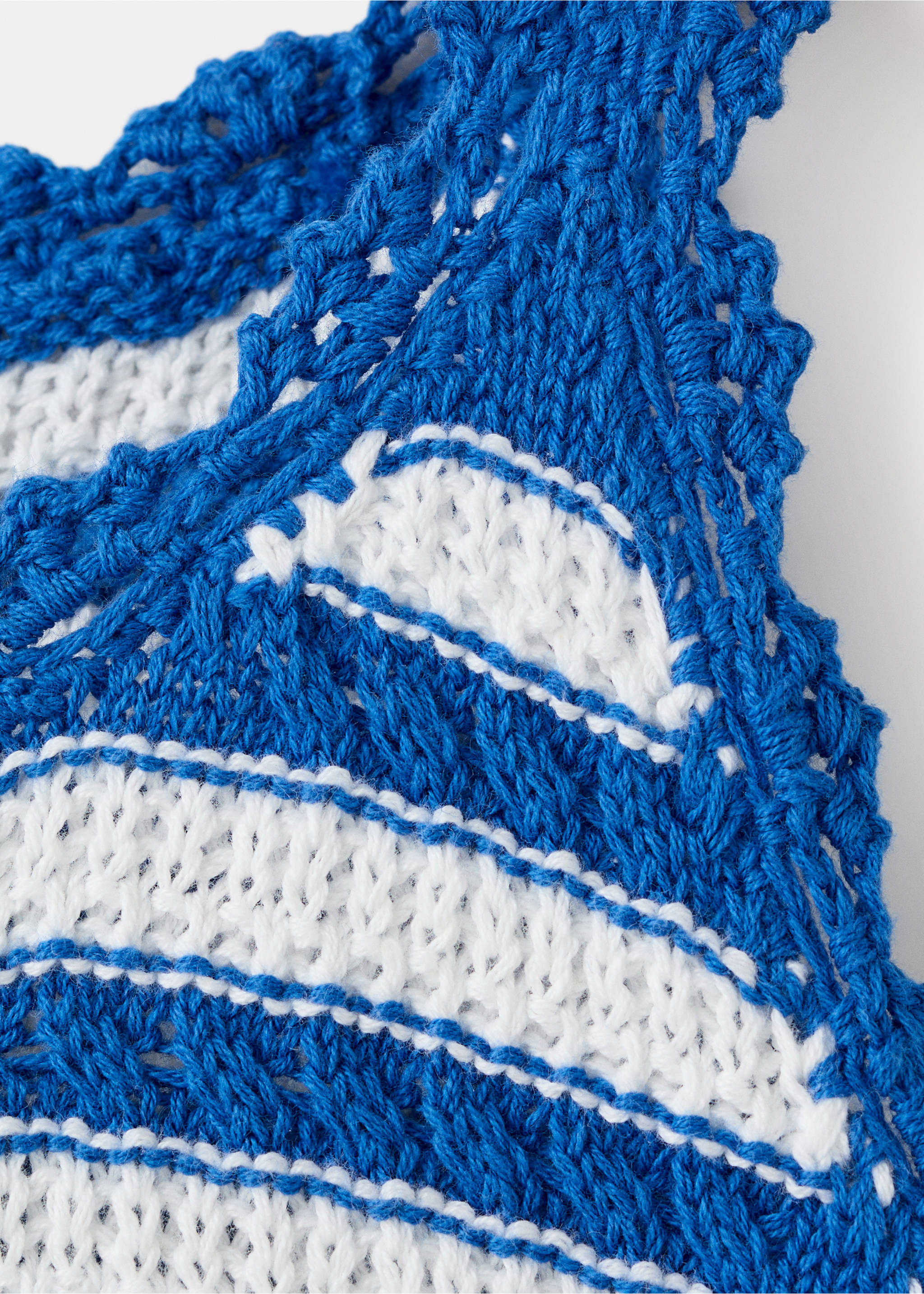 Striped openwork knitted dress - Details of the article 8, Vibrant blue. Ref: 27096733-00.