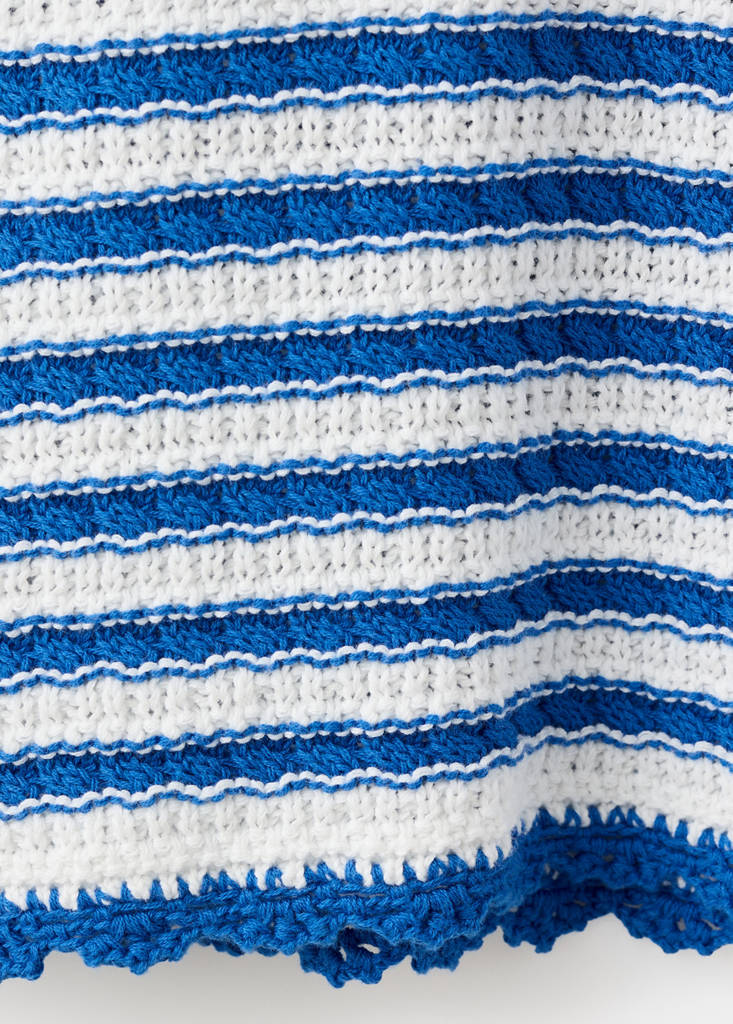 Striped openwork knitted dress — Vibrant blue