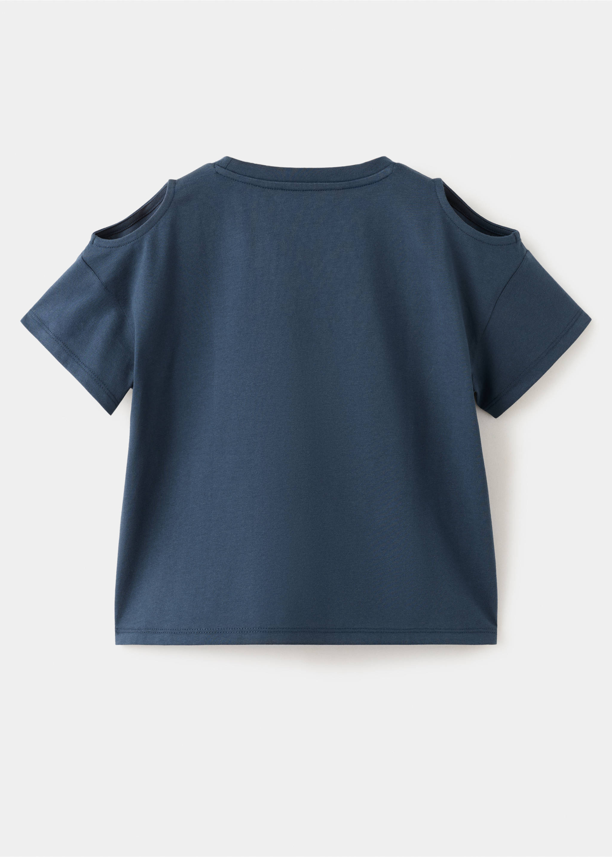 Off-the-shoulder cotton T-shirt - Reverse of the article, Navy. Ref: 27096734-00.