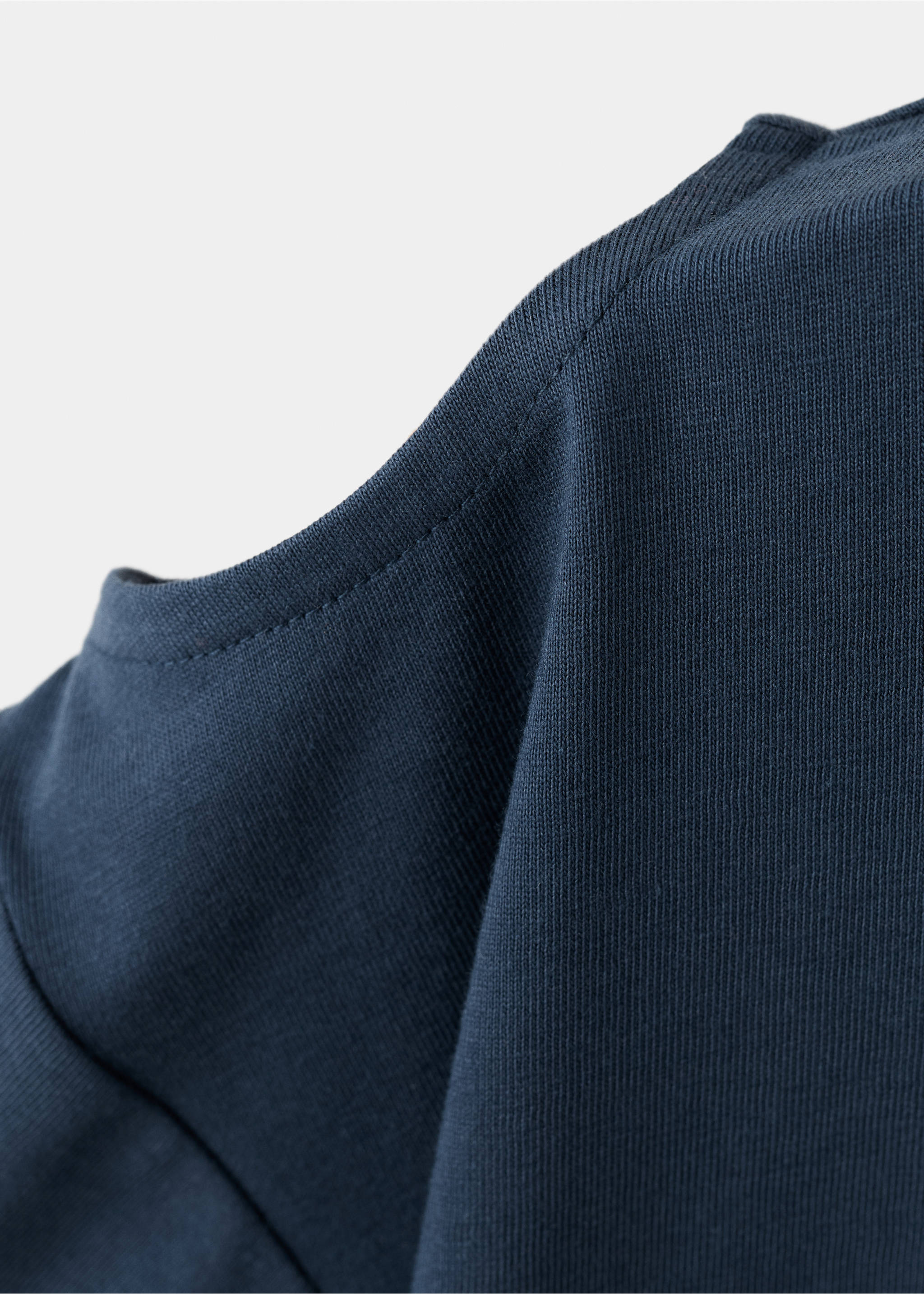 Off-the-shoulder cotton T-shirt - Details of the article 0, Navy. Ref: 27096734-00.