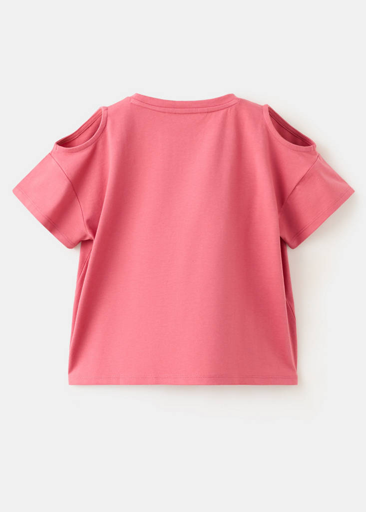 Off-the-shoulder cotton T-shirt — Strawberry