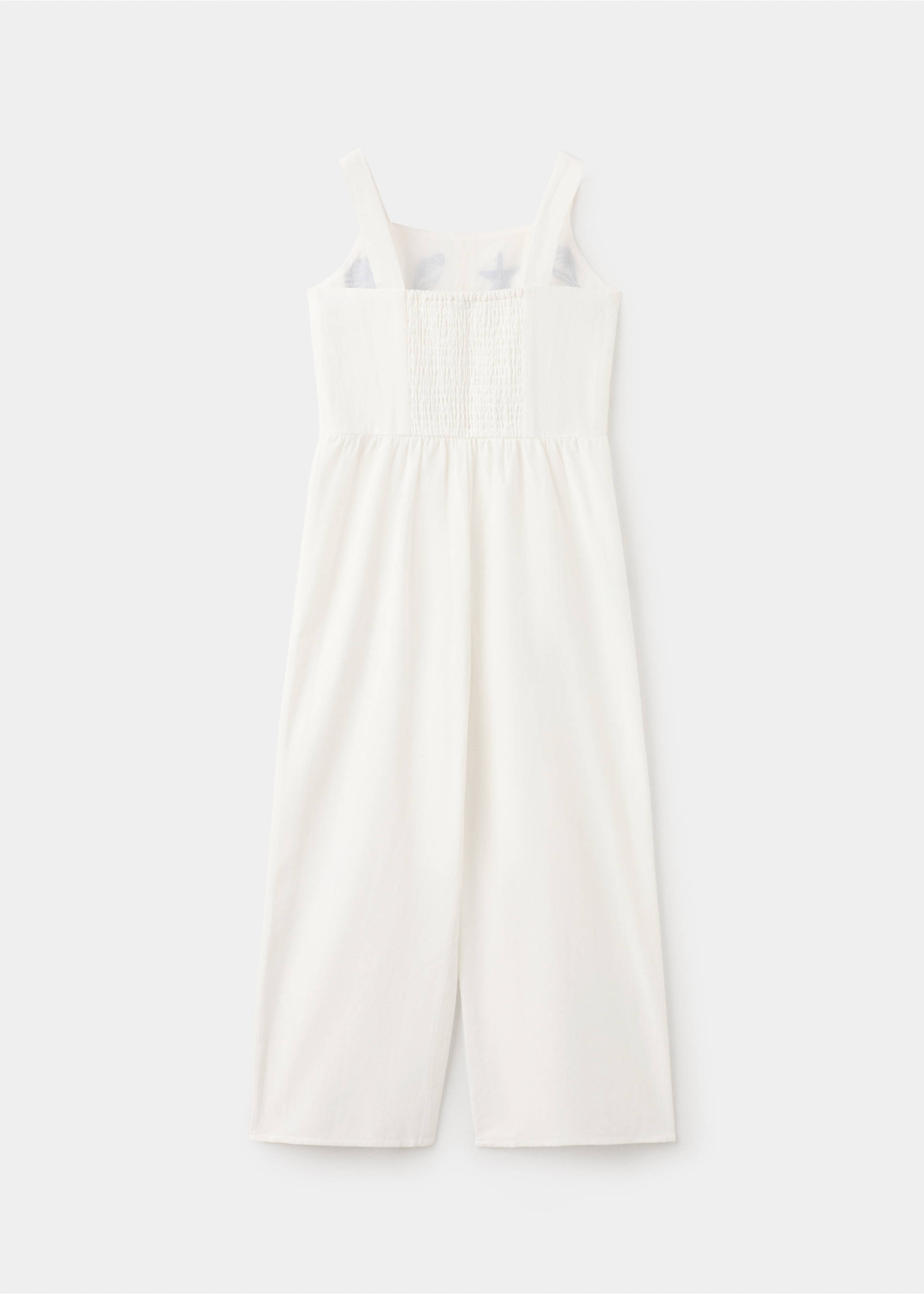 Long jumpsuit with embroidered details - Reverse of the article, White. Ref: 27096738-00.