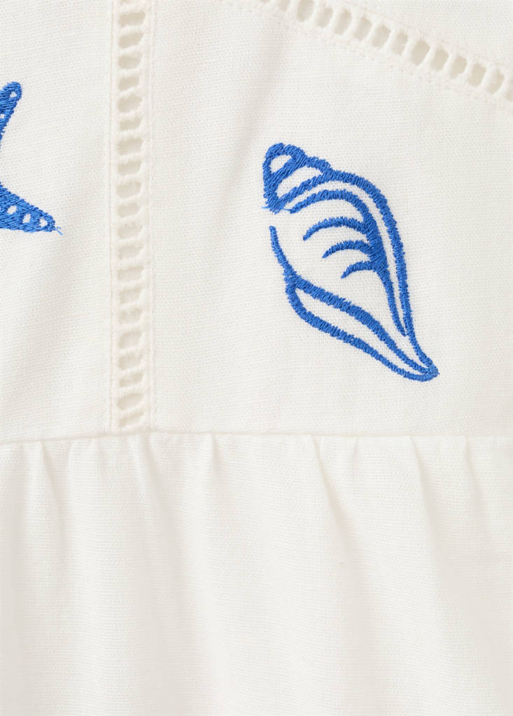 Long jumpsuit with embroidered details — White
