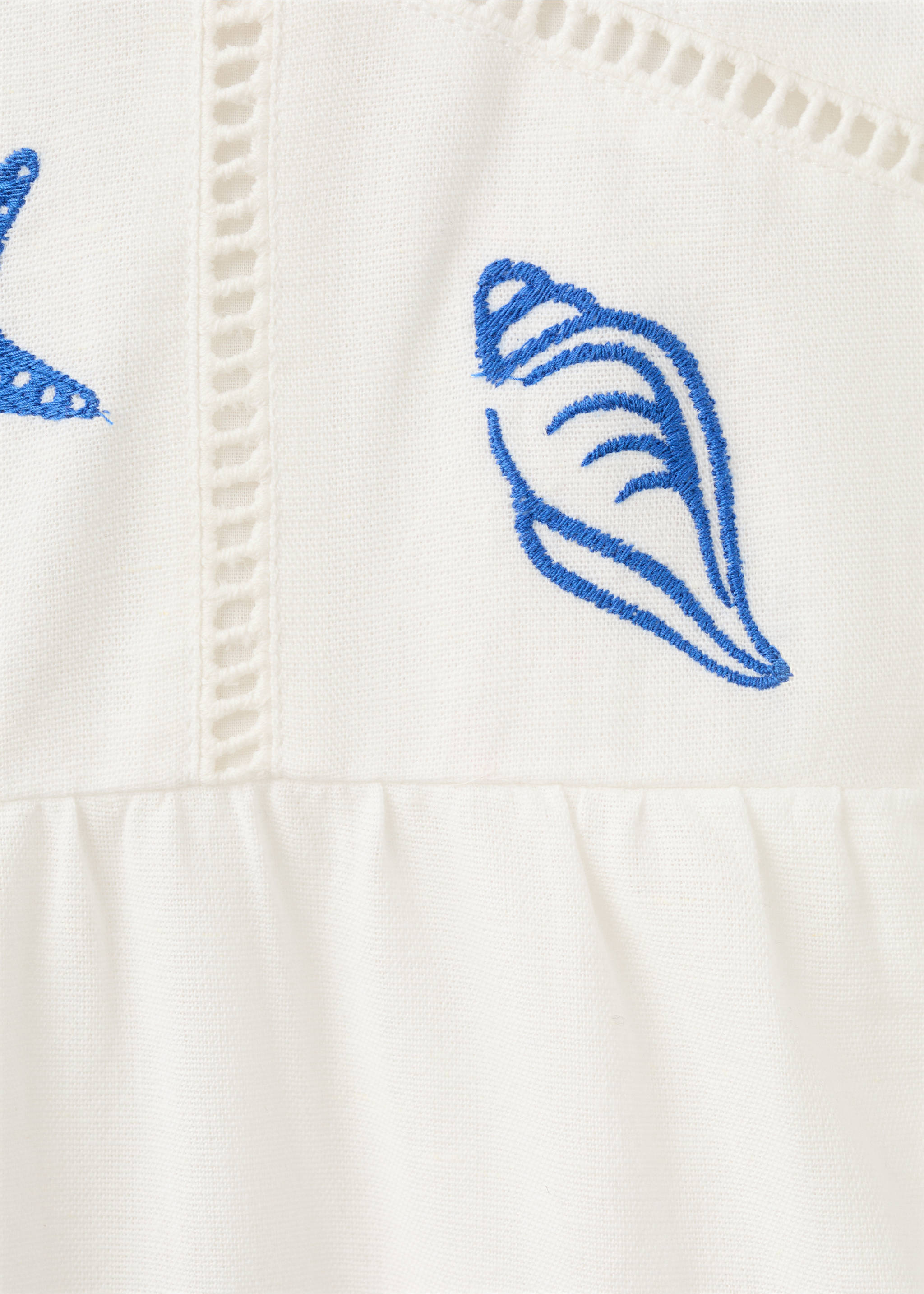 Long jumpsuit with embroidered details - Details of the article 0, White. Ref: 27096738-00.