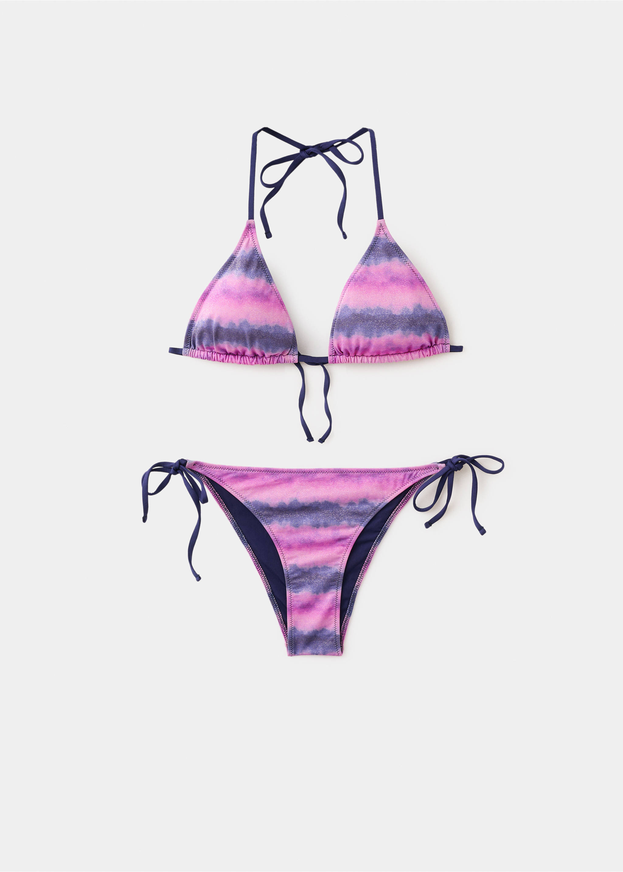 Бикини с принтом тай-дай и плавками бразилиана - Изделие без модели, Пурпурный. Ref: 27096740-00.