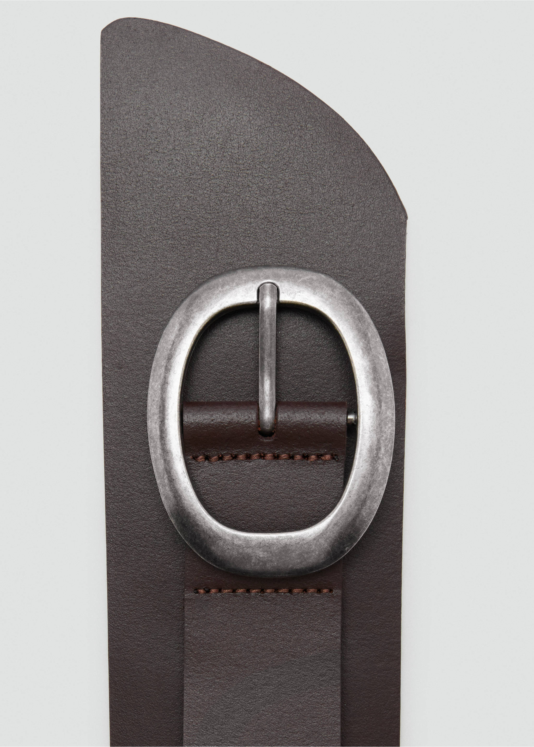 Leather obi belt - Details of the article 1, Chocolate. Ref: 27096744-00.