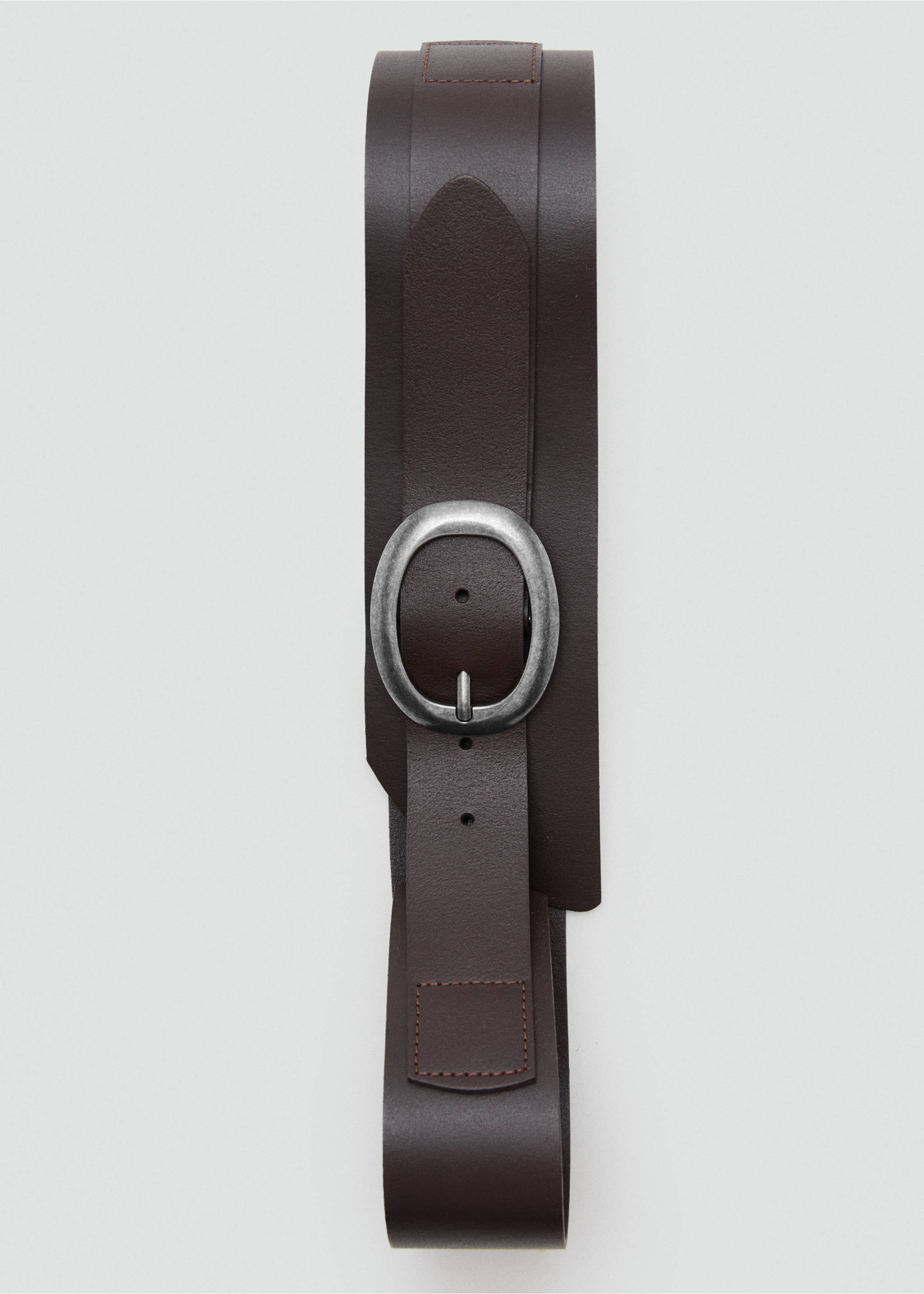 Leather obi belt - Details of the article 2, Chocolate. Ref: 27096744-00.