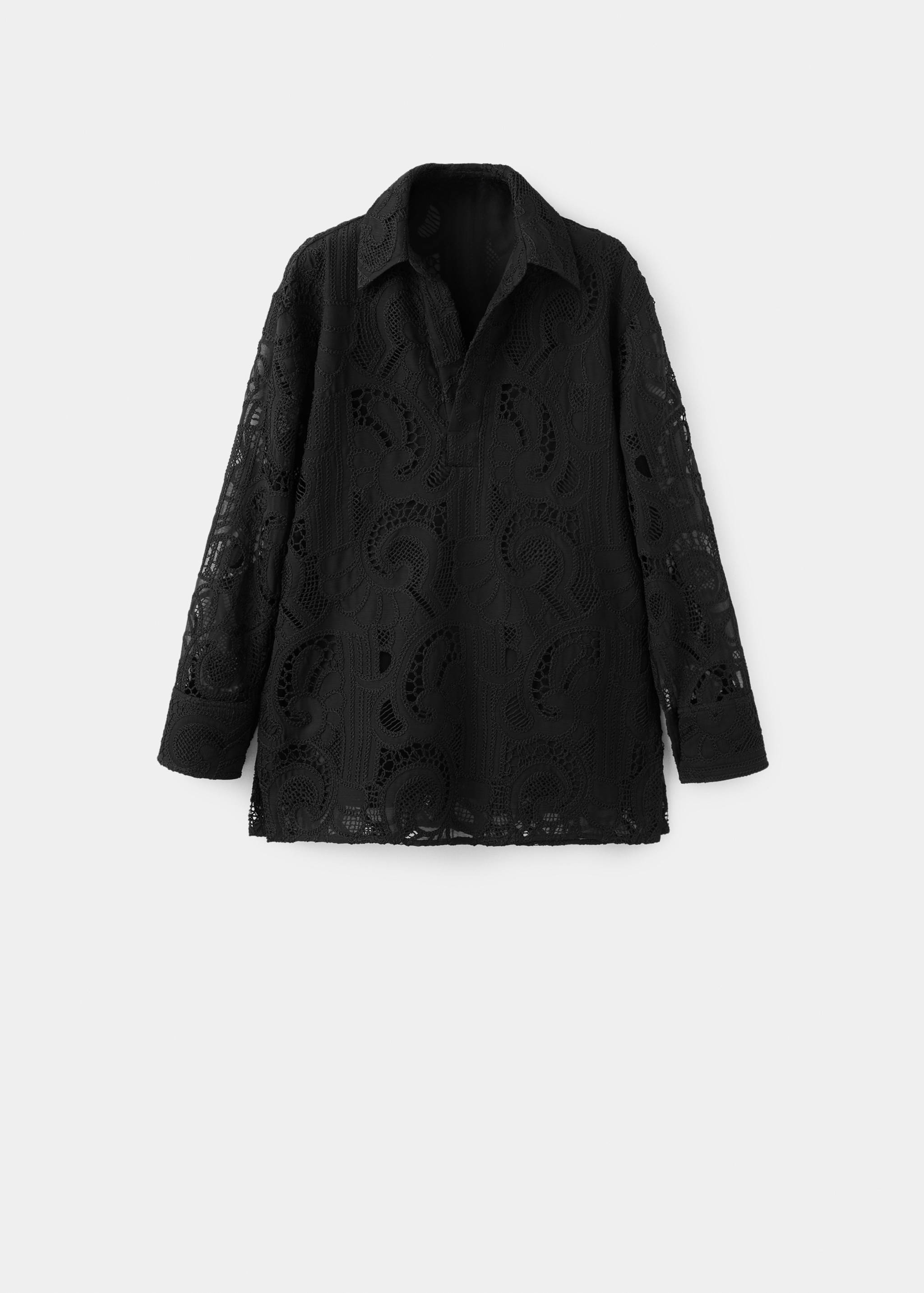 Bluse mit besticktem Ajourmuster - Artikel ohne Model