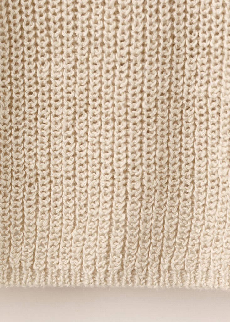 V-neck openwork knitted sweater — Sand