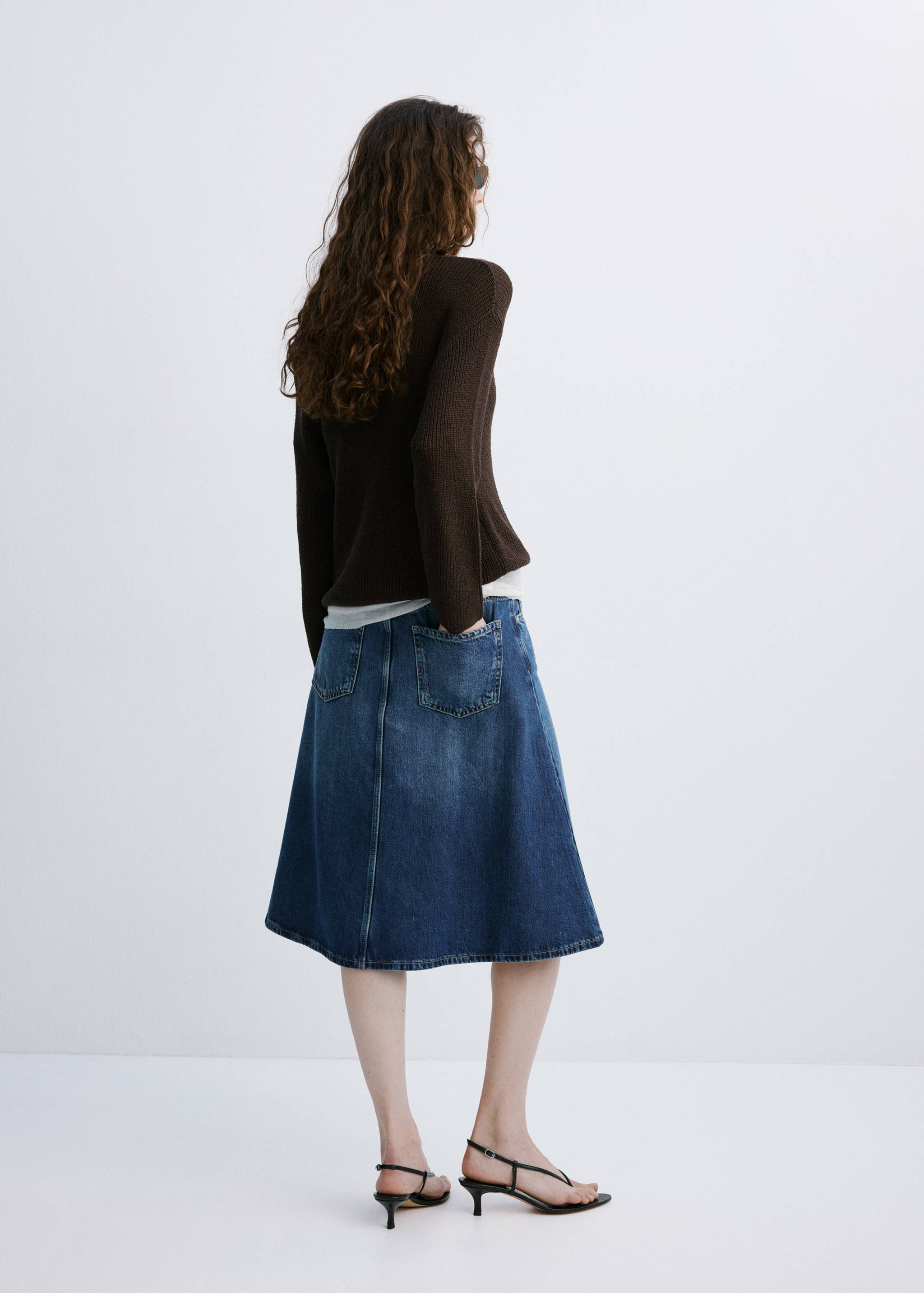 V-neck openwork knitted sweater - Reverse of the article