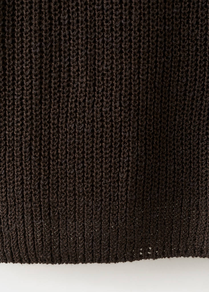 V-neck openwork knitted sweater — Chocolate