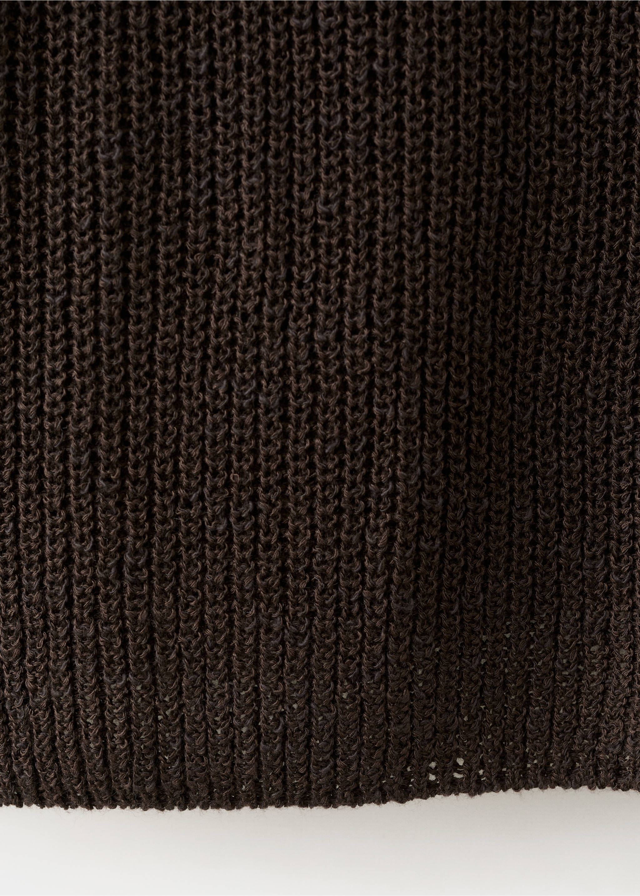 V-neck openwork knitted sweater - Details of the article 7, Chocolate. Ref: 27097136-00.