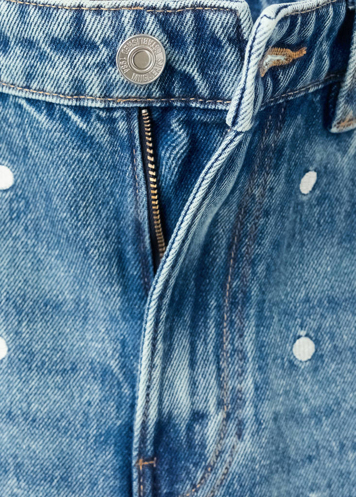 Polka dot straight-leg jeans — Medium Blue